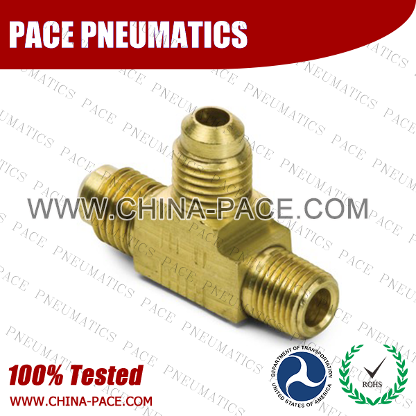 Barstock Male Run Tee SAE 45°Flare Fittings, Brass Pipe Fittings, Brass Air Fittings, Brass SAE 45 Degree Flare Fittings